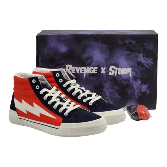 NEW Revenge x Storm Vol 2 HIGH TOP SNEAKERS Mens 11 Red Navy Lightning Bolt BOX - Picture 15 of 16